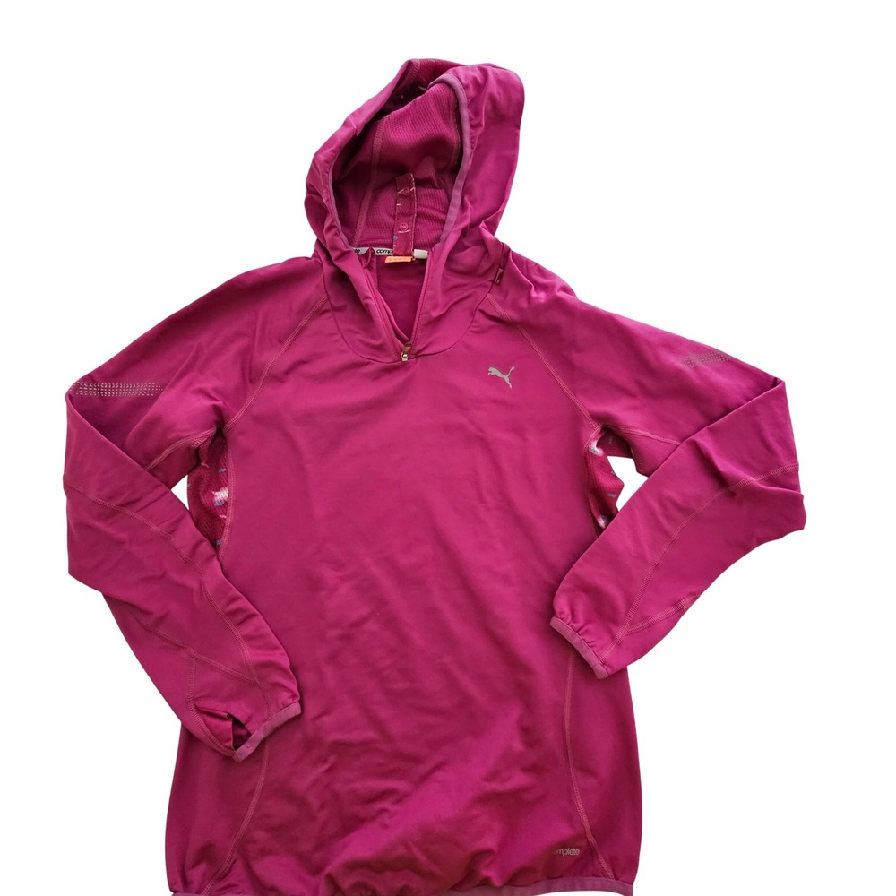 Puma Complete Womens Magenta Pink Quarter Zip Running‎ Hoodie 507034 Size M